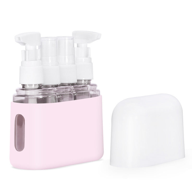 portable travel bottle set with shampoo dispenser